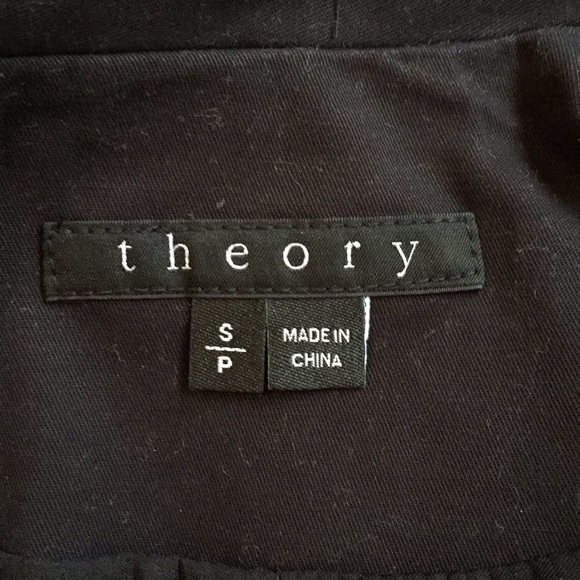 NWOT Theory Leather Trim Cotton Black Fitted Coat - Picture 7 of 8